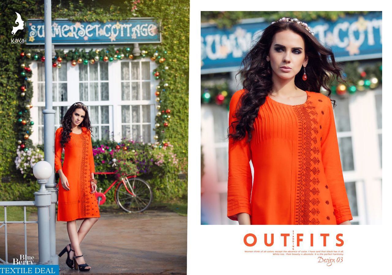 kaya Blueberry Wholesale Embroidered kurti Collection